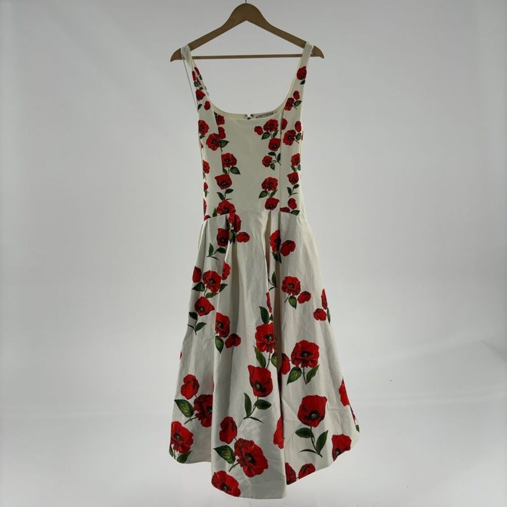 Alice + Olivia Adley Poppy Print Sleeveless Drop Waist Maxi Dress